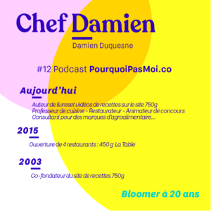 Chef Damien - parcours