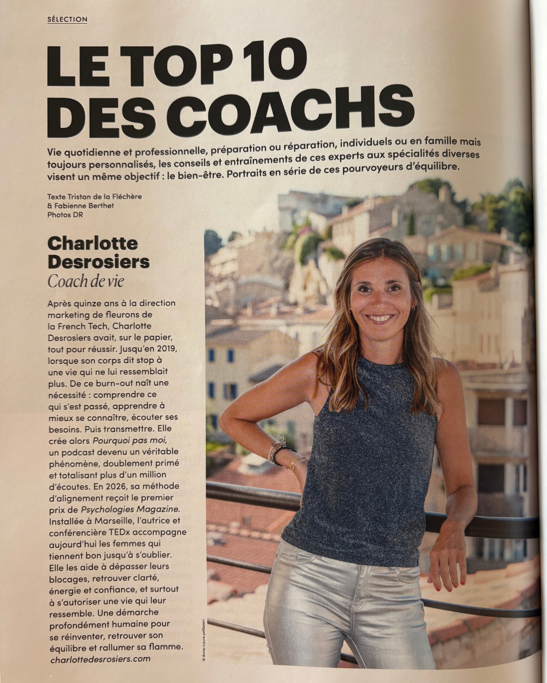 Article « Le Top 10 des coachs » : portrait de Charlotte Desrosiers, coach de vie